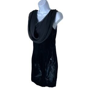 Scarlett Nite Womens Black Size 3-4 Evening Dress Velvet Short Sheer Cowl 80s